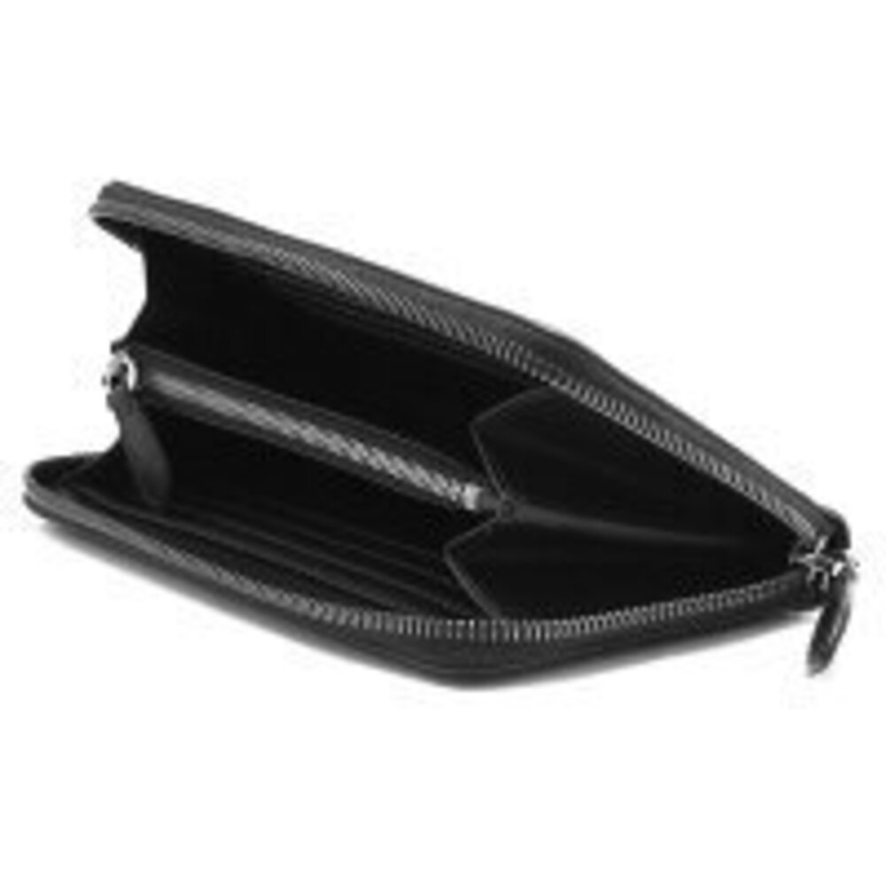 Burberry Black Long Zip Zig Leg Check Wallet Black Round Gray - Picture 4 of 5